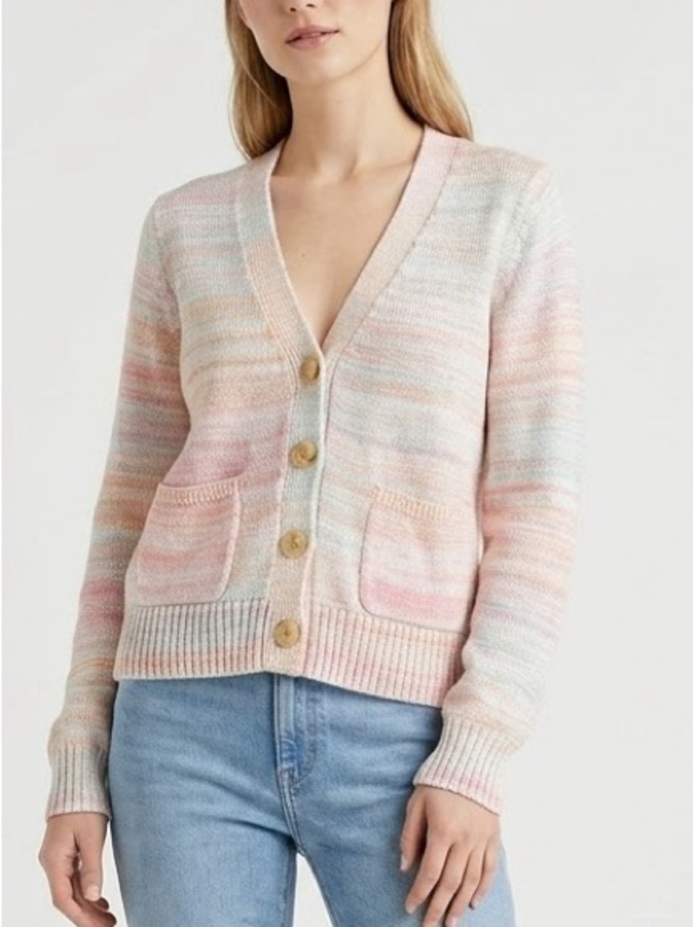 J. Crew Pastel Stripe Button Cardigan - Pink, Blue, Cream